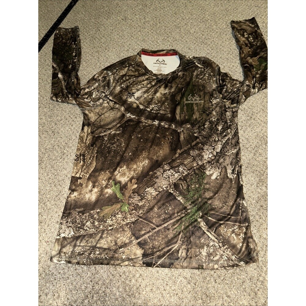 Realtree APX Scent Control Long Sleeve T Shirt medium Hunting Camo Top Outdoors